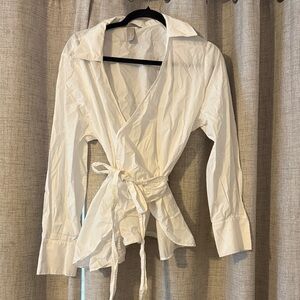 H&M White Wrap Blouse